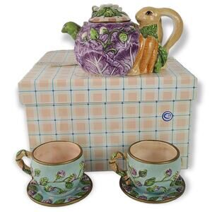 Silvestri Bunny in the garden tea set for two Elaine Voghelle in box